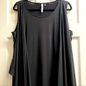 NY Collection Black Cocktail Dress with Chiffon Flutter Sides